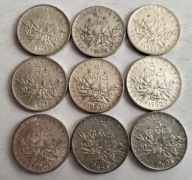 moneta srebro Francja 5 franków 1960 19611962 1963 1964