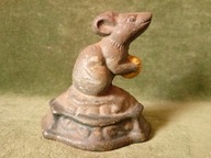 Stary żeliwny klin / ogranicznik do drzwi w kształcie myszki