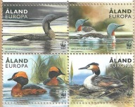 PTAKI EUROPY ALAND 2013 Wodne. Mi 371-74 WWF w czworobloku. Stan BDB.