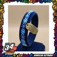 Bransoletka "Niebieskie Kwiaty" – Unikatowe Rękodzieło - regulowana długość