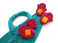 KOMPLET SUTASZ kolorowy indie kolczyki bransoletka