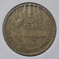 *FRANCJA [0111]*50 franków FRANCS 1951 "B" Czwarta Repub. Ludzie Ptak Kogut