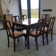 Angielski klasyczny rozkładany stół + 6 krzeseł – wysoka jakość