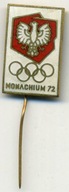Odznaka oficjalna. Polski Komitet Olimpijski Monachium 1972