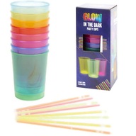 KUBKI KUBECZKI IMPREZOWE SYLWESTROWE + ŚWIECĄCE SŁOMKI GLOW 8 szt