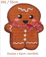 Piniata Piernikowy ludzik XXL. Zestaw z kijem i konfetti.