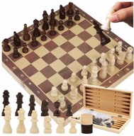 SZACHY DREWNIANE WARCABY DUŻE DLA DZIECI TRYKTRAK GRY LOGICZNE PLANSZ0WE 34