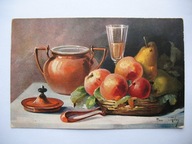 MARTWA NATURA JABŁKA GRUSZKI KIELISZEK KOSZYCZEK DZBANEK przedw. POCZTÓWKA