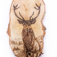 Jeleń -PIROGRAFIA (18X32 CM) OBRAZ WYPALANY NA DREWNIE oryginalny handmade