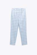 Z A R A cygaretki krata spodnie kratę gingham szachownica błękitne wysokie