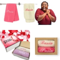 Zestaw haftowanych ręczników Pusia Buzia – śmieszny prezent na dzień kobiet