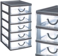ORGANIZER plastikowy przezroczysty POJEMNIK Z 5 SZUFLADAMI POJEMNY MODNY