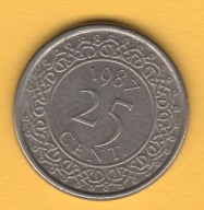 (1SU09) Surinam 25 centów, 1987