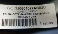 Oryginalna nowa felga stalowa Skoda Octavia 6Jx15 ET38 5x100 OEM