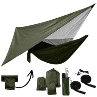 HAMAK TURYSTYCZNY Z MOSKITIERĄ PODRÓŻNY SURVIVALOWY NA BIWAK BUSHCRAFT TRAP