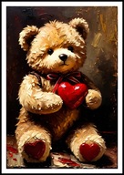 A2 PLAKAT Z MISIEM PLAKAT MIŚ PLUSZAK Z SERCEM SERCE NA WALENTYNKI PREZENT