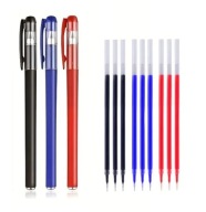 Zestaw 3 długopisów żelowych 3 kolory + 9 wkładów