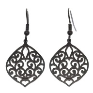 55685 Kolczyki czarna stal chirurgiczna eleganckie ażurowe