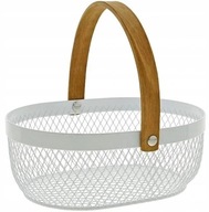 KOSZYK KOSZ METALOWY DREWNO DEKORACYJNY LOFT BIAŁY