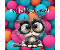 Panel z nadrukiem wodoodporny na torbę 45/45cm kot kociak oxford