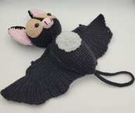 Czarny Nietoperz na szydełku maskotka przytulanka prezent HandMAde