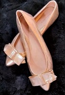 nowe złote baleriny ze skóry naturalnej r. 38