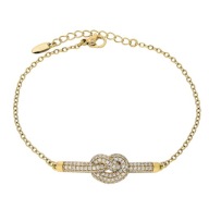 84486 Bransoletka stal chirurgiczna 316L pozłacana 18k supeł z cyrkoniami