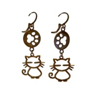 Kolczyki z kotem i kocia łapką