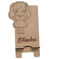 Podstawka pod telefon STOJAK drewniany z IMIENIEM ! dla dziewczynki