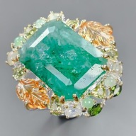 24CT SZMARAGD CYTRYN, OPAL, PERYDOT PIERSCIONEK