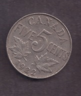Kanada - 5 Cents 1922 rok