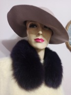 kolnierz obszycie stójka FUTRO LISA piękny puszysty kolor oberżyna 54