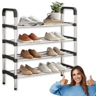 STOJAK REGAŁ PÓŁKA NA BUTY METALOWA WĄSKA SKŁADANA 4 POZIOMY ORGANIZER LOFT