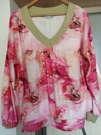 BLUZKA WŁOSKA KOLOROWA Z OZDOBNYM DEKOLTEM R.44