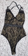 Piękne sexi czarno beżowe koronkowe body