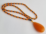 ETNICZNY NASZYJNIK BURSZTYNOWY DUŻA KROPLA WODY