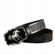 Pas pasek kowbojski western czarny KOŃ retro vintage cosplay kostium 115 cm