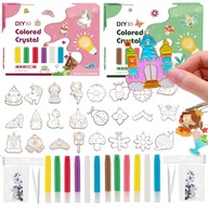 ZESTAW DO ROBIENIA BRELOCZKÓW dla dzieci DIY breloczki 12 szablonów 12 farb