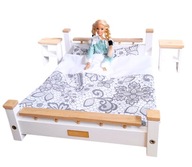 Nowoczesna sypialnia łóżko drewniane dla lalek glamour mebelki dziewczynki