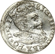 Trojak 1597 Ryga Zygmunt III Waza srebro PIĘKNY