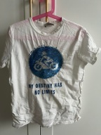T-SHIRT Dziecięcy Bluzka ZARA Biała Cekiny 9 lat 134 cm