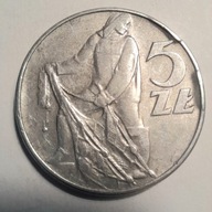 5 zł. rybak 1974-destrukt, nalewka, ładny stan.