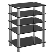 HiFi STOJAK REGAŁ NA SPRZĘT AUDIO TV TELEWIZOR 5 POZIOMÓW STÓŁ SZKLANY