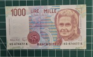 Banknot 1000 Lirów 1990, Włochy