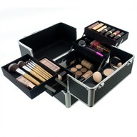 KUFEREK KOSMETYCZNY WALIZKA NA KOSMETYKI LAMPĘ LAKIERY 3D CZARNY DUŻY