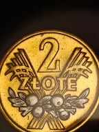 MONETA 2 ZŁ WERSJA POKRYTA ZŁOTEM I RODEM 1974 R.