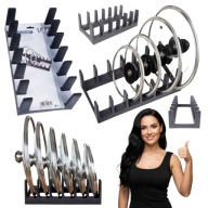 ORGANIZER DO KUCHNI DO SZUFLADY STOJAK NA TALERZE I POKRYWKI CZARNY