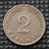 *NIEMCY [0206]*2 fenigi 1962 *D* Niemcy Zachodnie (RFN) Kłosy, Liście dębu