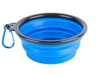 SKŁADANA MISKA PSA KOTA PODRÓŻNA SILIKONOWA Z KARABIŃCZYKIEM 350 ml