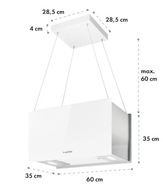 OKAP KUCHENNY WYSPOWY KLARSTEIN POCHŁANIACZ 60CM 590M³/H LED BIAŁY